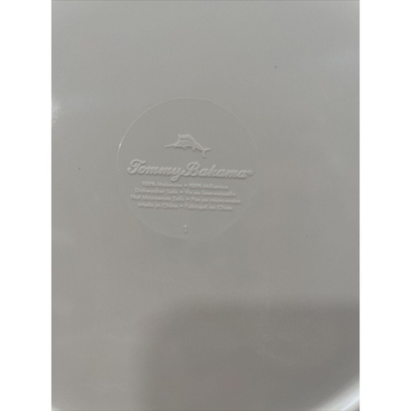 Set 4 WOOD LOOK RIM EDGE 7.5" White SALAD Soup Bowls Tommy Bahama Melamine Bowl - Picture 4 of 5